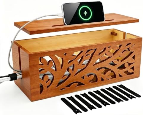Wood Cable Management Box, Cord Organizer & Decorative Power Strip Cover by Unknown