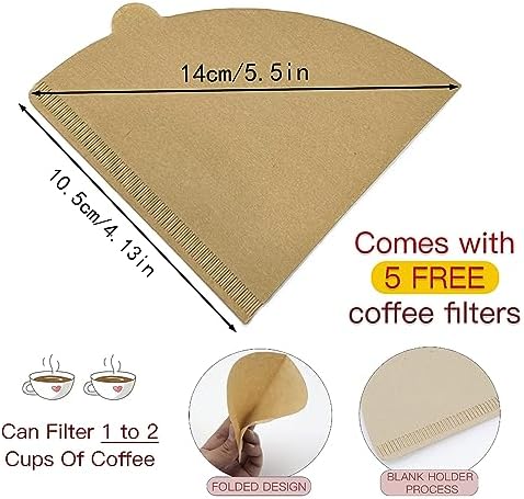 Collapsible Coffee Dripper Filter Reusable with 5 Paper Filters - Image 4