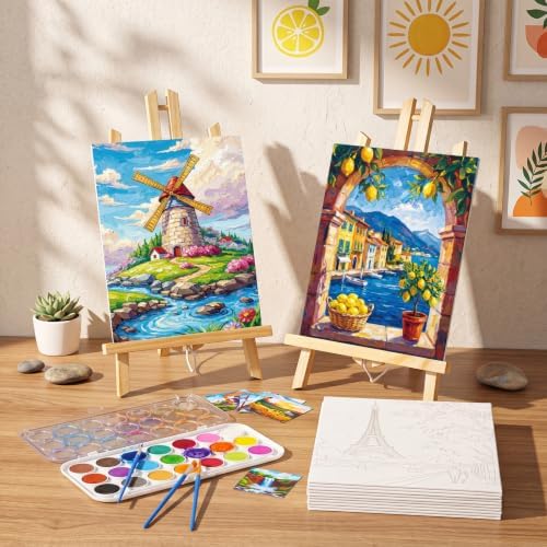 Sherr 12 Pcs Pre Drawn Canvas for Adults,Natural Scenery,8 x 10 Inch - Image 2