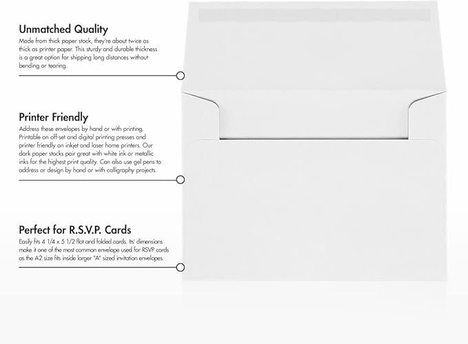 LUXPaper A2 Invitation Envelopes (4 3/8 x 5 3/4) - 70lb. Classic Crest Solar White (1000 Qty.) | Perfect for Invitations, Announcements, Sending Cards, RSVP Cards | 4870-70SW-1M
