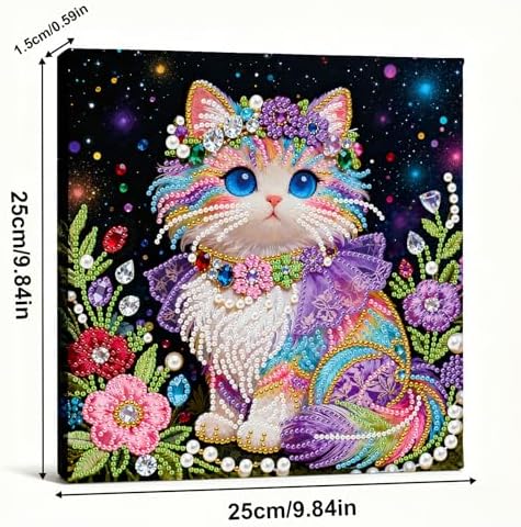 ARTopet DIY Pearl Painting Kit with Frame Gemstone Pearl Diamond Dots Beads Canvas Art Craft for Adult Beginners Display for Tabletop and Wall Mounting Home Decor-Colorful Kitten - Image 6