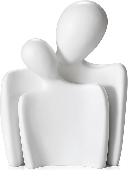 Love Couple Statue-8 Inch, Suitable for Home Modern Art Decor Sculpture Placed in TV Stand, Living Room, Bookshelf, Bedroom for Valentine's Day, Wedding, Anniversary (White)