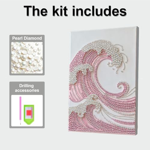 LQCrafK DIY Pearl Art Painting Handcraft Kit for Adults Beginners, Creative Design, Healing Stress-Relieving Home Wall Decoration, with Framed Painting and Tools-Pink Waves - Image 6