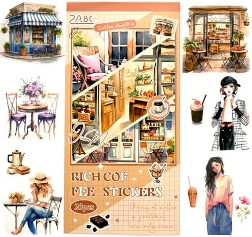 Aesthetic Journaling Sticker Books for Adults - Pre-Cut Scrapbook Stickers Vintage 20 Sheets Junk Journal Supplies Watercolor Scrapbooking Stickers Planner Cottagecore Decorative DIY Arts Craft Making by Unknown