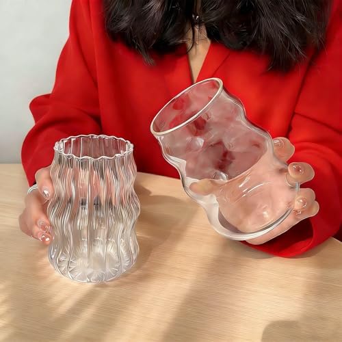2 Pcs Cute Ribbed Glass Cups 18 oz - Image 7