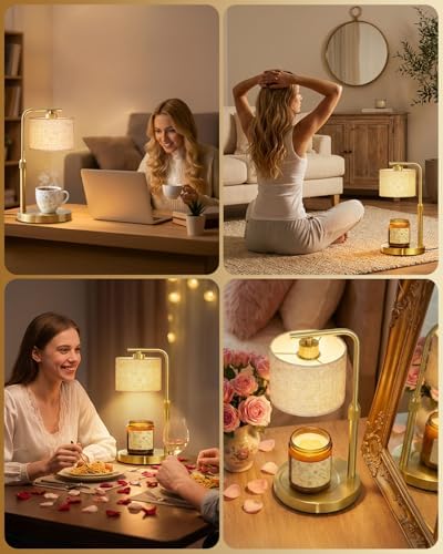 Candle Warmer Lamp with Timer Dimmer, Height Adjustable Candle Wax Warmer Candle Lamp for Jar Candles with 2 Bulbs, House Warming Gift for Home Room Decor, Birthday Gifts for Women Mom (Gold) - Image 7