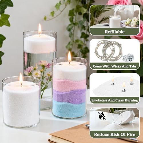 Sukh 15oz Sand Candles with Wicks - White Candle Sand Refillable Wax - Image 4