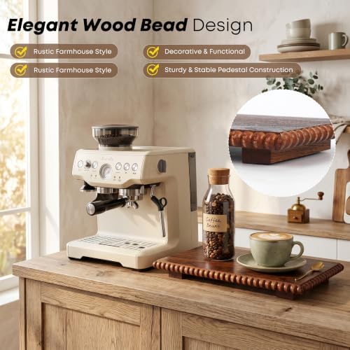 Beaded Wood Risers 12" Rustic Display Stand for Boho Decor(Rustic Walnut) - Image 4