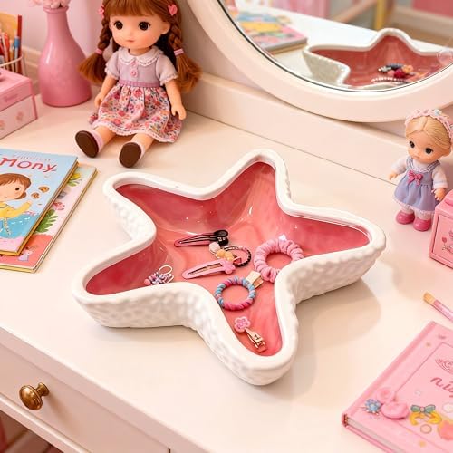Starfish Shape Ceramic Jewelry Tray, Ocean-themed Decorative Trinket Dish, Suitable for Mother Friend Sister, Gifts for Women, Home Decor Trinket Dish (Pink Starfish) - Image 5