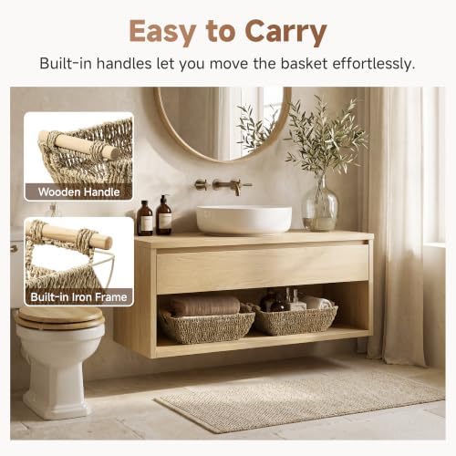 StorageWorks Seagrass Storage Baskets, Large Snack Baskets for Shelves - Image 4