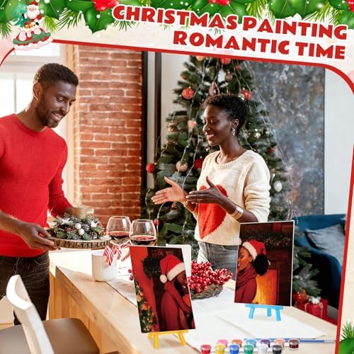 Blosssound 10 Set Christmas Pre Printed Canvas for Painting 5x7", Couple - Image 5