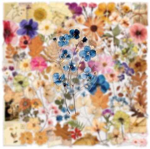 200PCS Transparent Flora Scrapbook Stickers, Vintage Aesthetic Flowers Sticker for Scrapbooks Travel Journal, Vinyl Waterproof for Water Bottles Laptop Phone Scrapbook Supplies DIY Crafts(flower-200) - Image 3