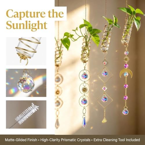 3pcs Crystal Suncatchers with Plant Propagation Tubes for Window Wall - Image 2