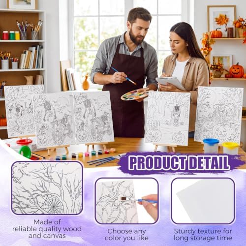 Sherr 140 Pcs 20 Set Pre Drawn Canvas Painting Kit, Halloween Style - Image 3