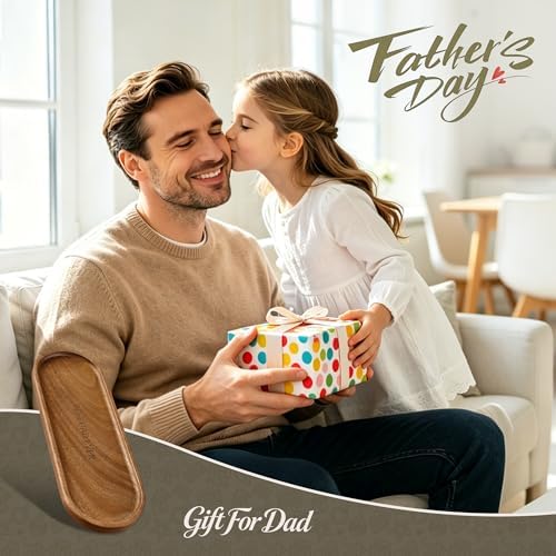 Best Dad Ever Wooden Tray, Wood Serving Tray Decorative Tray for Coffee Table, Snacks, Drinks, Home Decor (11.4 x 4.1 x 0.6 in) - Image 2