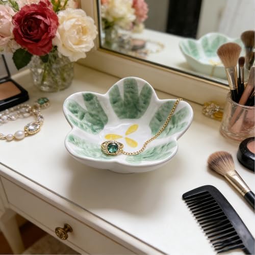 Ceramic Jewelry Dish, Flower Ring Dish, Cute Trinket Tray, Small Ring Holder Jewelry Tray, Nightstand Bathroom Decor Trinket Bowl for Friendship Birthday Gifts for Women Mom Grandma, Soap Dish - Image 6