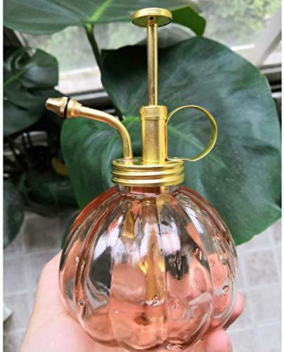 Vintage Style Glass Pumpkin Bottle Sprayer Watering Can Plant Mister with Brass Sprayer Head (Pink) - Image 5