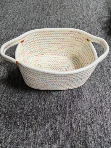 ABenkle Small Storage Basket - Mini Cotton Rope Woven Shelf Basket, Cute Tiny Boho Decorative Toy Storage Bin Gift - Image 2