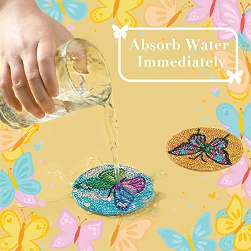 UPINS 8Pcs Butterfly Diamond Art Painting Coasters for Drinks - Image 5
