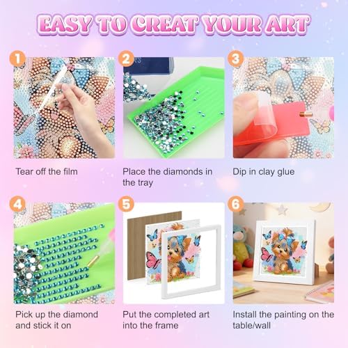 GHHKUD Dog Diamond Art Painting Kits for Adults with Frame, Diamond Art Animals Crafts for Ages 4-6-8-12, Easy to DIY Gem Painting Gifts Home Wall Decor 15x15cm (Beautiful Packages) - Image 6