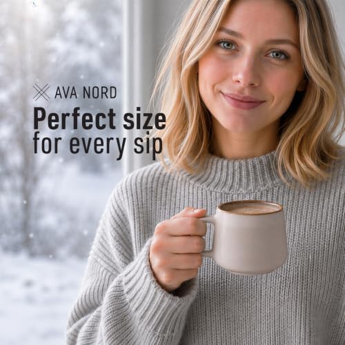 Ava Nord Small Stoneware Ceramic Coffee Mugs Set of 4-6 oz - Rose Sand - Image 4