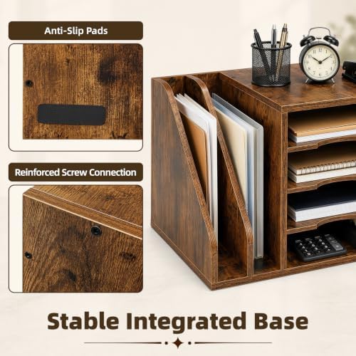 4-Tier Wood Desk Organizer with 2 Side Slots - Image 4