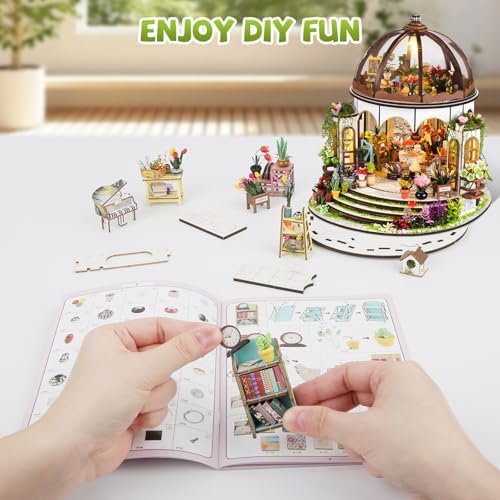 DIY Miniature House Kit, Book Nook Kit with LED Light, 3D Wooden Puzzle Bookshelf Decor Building Kit, Birthday Gifts for Family & Friends - Image 4