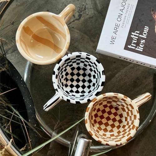 Irregular Ceramic Mug 200ml/6.8oz, Brown Stripe - Image 4