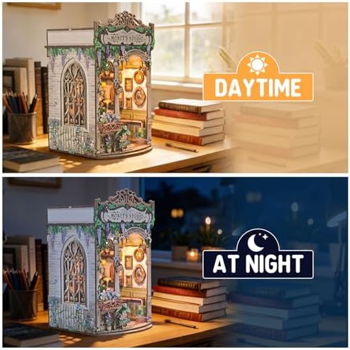 Monet's Studio Book Nook Kit, DIY Miniature House Kit with LED Light - Image 5