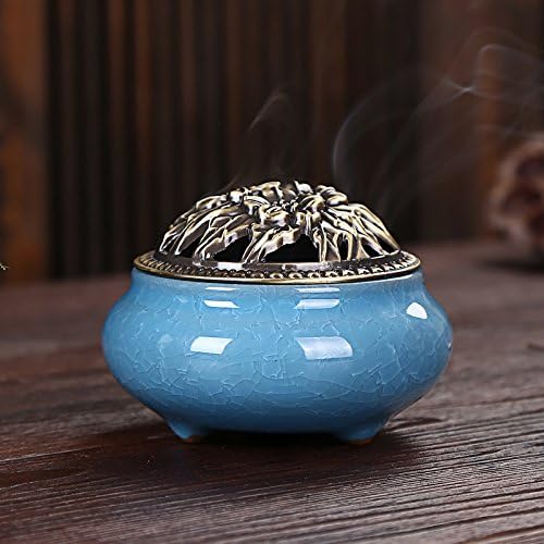 Ceramic Incense Burner, Coil Cone Stick Incense Burner Holder, Home Ornaments Incense Seat, Disc Censer Zen Decor (Fambe Blue) - Image 3