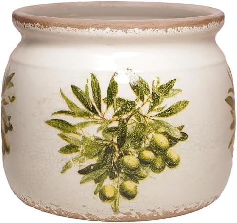Olive Ceramic Planter, Italian Mediterranean Flower Pot for Indoor Plants by XiaanJiaju
