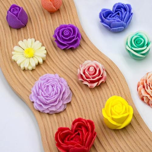 6Pcs Flower Silicona Candle Molds for Candle Making with Wax Wick - Image 5
