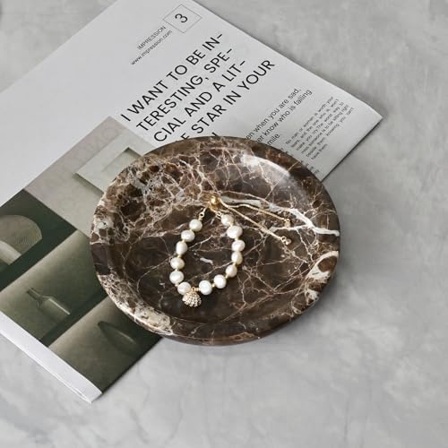ZSHAWN Natural Marble Ring Dish Jewelry Tray – 5.5" Trinket Dish - Image 3