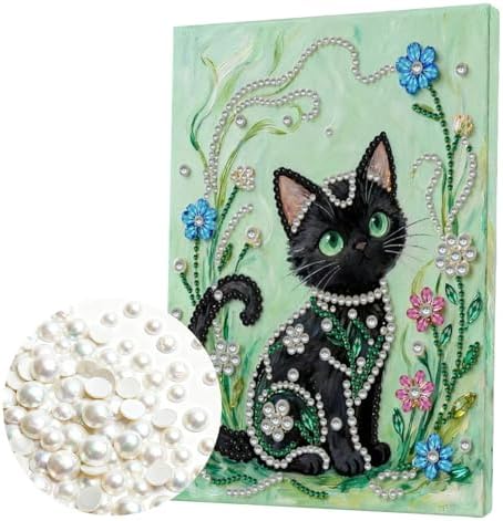 DIY Pearl Painting with Frame, Creative Design, Handmade Stress-Relieving Home Wall Decoration, Includes Frame and Tools-Black Cat - Image 6