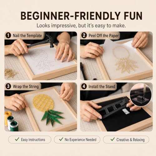 RM Studio DIY Pineapple String Art Kit with All Necessary Accessories and Frame for Kids Students, Adult Crafts Kit, Home Wall Decorations Unique Gift - Image 5