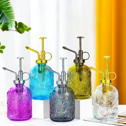 Spray Bottle for Plants, Plant Mister Spray Bottle, Glass Plant Mister Spray Bottle, Embossed Vintage Glass Watering Can, Succulent Watering Bottle with Top Pump for Outdoor (MM) - Image 3