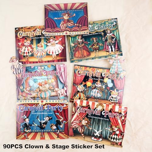 90 Pcs Vintage Circus Sticker Set for Scrapbook Journaling - Image 2