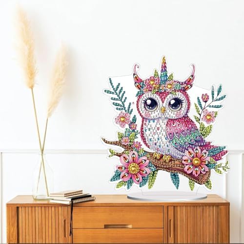 Diamond Painting Kits for Adults Beginners, 5D Full Drill Owl Crystal Art Desktop Ornament, DIY Single Sided Home Office Desk Decor, Creative Craft Gift Set with Tools - Image 4