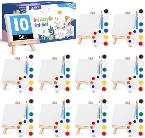 ESRICH 10 Set Canvas Painting Kit, Mini Acrylic Paint Set by ESRICH