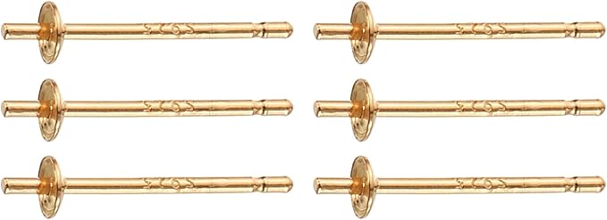 uxcell 3 Set 925 Sterling Silver Earring Posts, Pearl Cup Pad Earring Stud Blanks for DIY Earrings Jewelry Making Findings, Champagne Gold Plated, 2.5mm/0.1" Cup Size