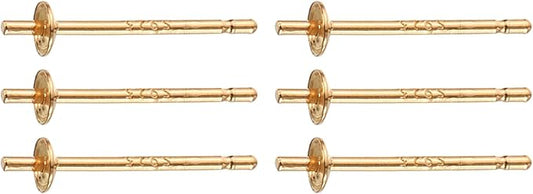 uxcell 3 Set 925 Sterling Silver Earring Posts, Pearl Cup Pad Earring Stud Blanks for DIY Earrings Jewelry Making Findings, Champagne Gold Plated, 2.5mm/0.1" Cup Size