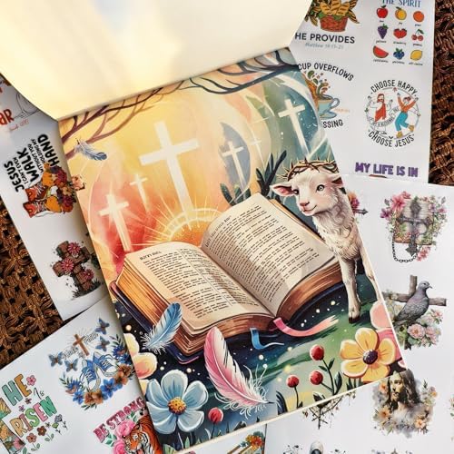Inspirational Bible Verse Stickers Book, 28 Pages 353 Pcs Religious Scripture Stickers for Women and Adults Bible Journaling and Water Bottle - Image 4