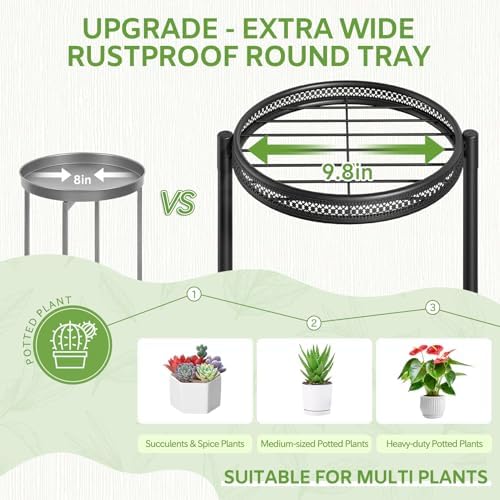 iDavosic.ly 6 Tier Large Plant Stand Indoor Outdoor, 10 In Tray, Iron Black - Image 3