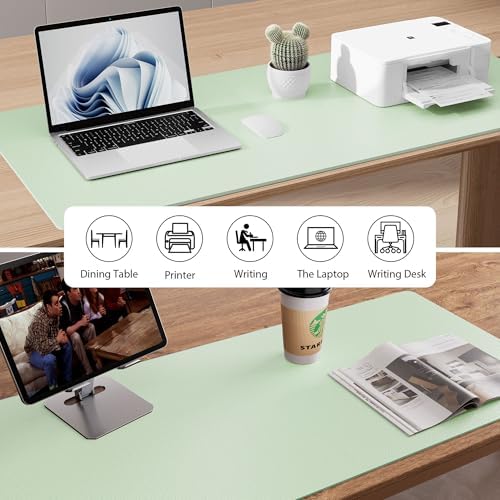 Aothia Faux Leather Desk Mat - Non-Slip PU Leather Desk Blotter, Waterproof Writing Surface, Large Desk Pad for Office & Home (Aqua, 55" x 17") - Image 6