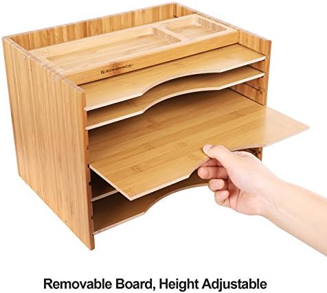SONGMICS Bamboo File Organizer, Paper Sorter, 5 Adjustable Shelves - Image 5