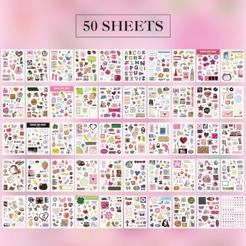1200+ Sweet Cool Sticker Book, Cute Pink Vintage Small Stickers for Scrapbooking, Aesthetic Art Scrapbook Supplies for Adults Teens Women Girls Junk Journal Journaling - Image 3