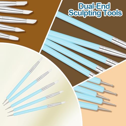 Amrules 10 Pcs Clay Sculpting Tools Kit with Silicone Tips - Image 3