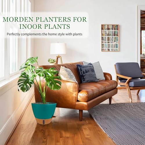2 Pack 10 inch Plant Pots, Plastic Self Watering Planters - Image 2