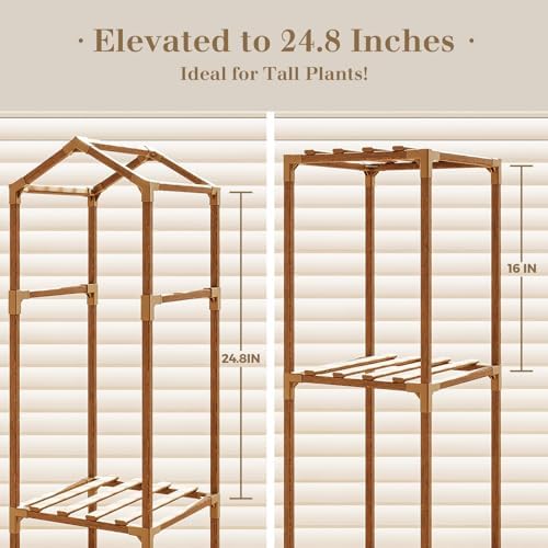 Bamworld Plant Stand Indoor Outdoor 6 Tier Tall Large Wood Plant Shelf - Image 5