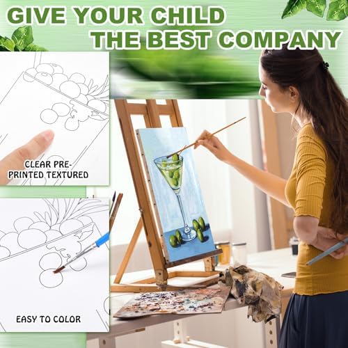 Affrolling 12 Pcs Pre Drawn Canvas for Painting for Adults 8 x 8 Inch Canvas Painting Kits Stretched with Drawing Ready to Paint Beginner Artists Date Night Party Supplies(Cocktail) - Image 3